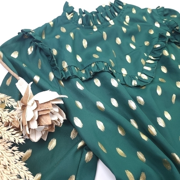 Green Gold Metallic Top Sz XL - Picture 4 of 13